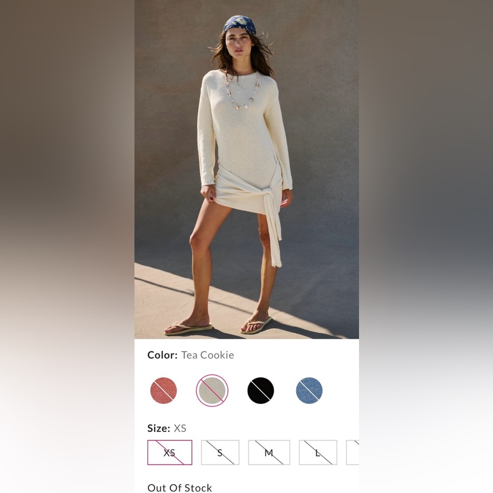 Free People - Free-est ~ Spencer Fine Gauge Mini Dress ~ Neutral ~ NWT ~ XS - Picture 2 of 10